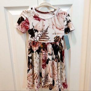 NWT Posh Peanut “Black Rose” bamboo twirl dress baby girl 18-24m